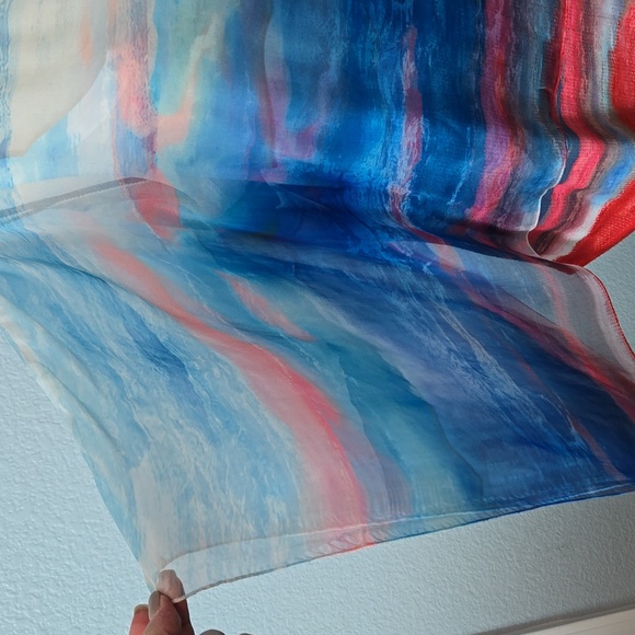 STYLE & Co Sheer poncho with tank top blue & orange hues size XL - Picture 4 of 9